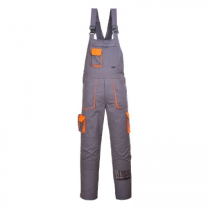 Portwest TX12 Grey Regular Contrast Bib and Brace with Concealed Bib Pocket